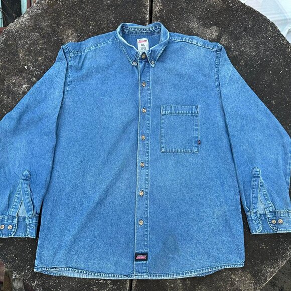 Other - Vintage Blue Denim Button Up Shirt